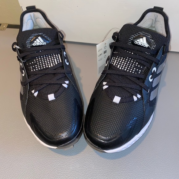 ADIDAS PUREHUSTLE WOMENS METAL CLEATS, SIZE 6, BLACK, SILVER & WHITE - Picture 3 of 10